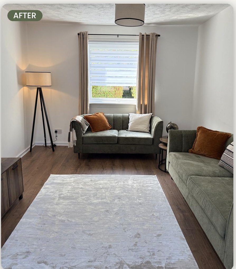 Living room, East Kilbride — after refurbishment by Gracie Maintenance