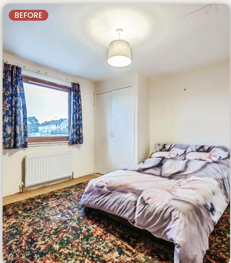 Bedroom, East Kilbride — before refurbishment