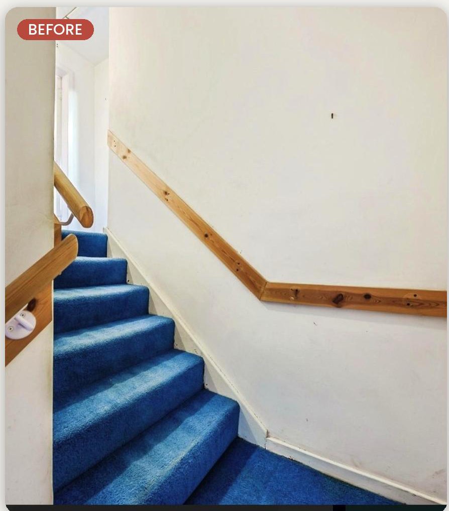 Stairs and landing — before refurbishment